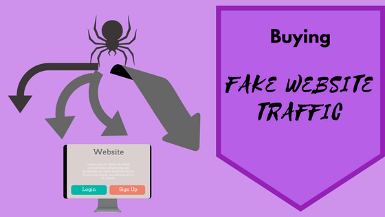 buying organic traffic article banner with a spider sending arrows to a computer