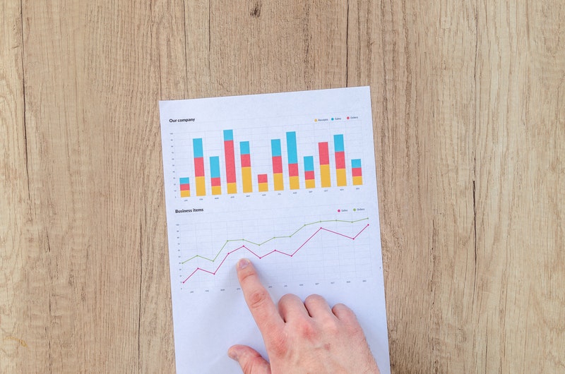 finger pointing to chart