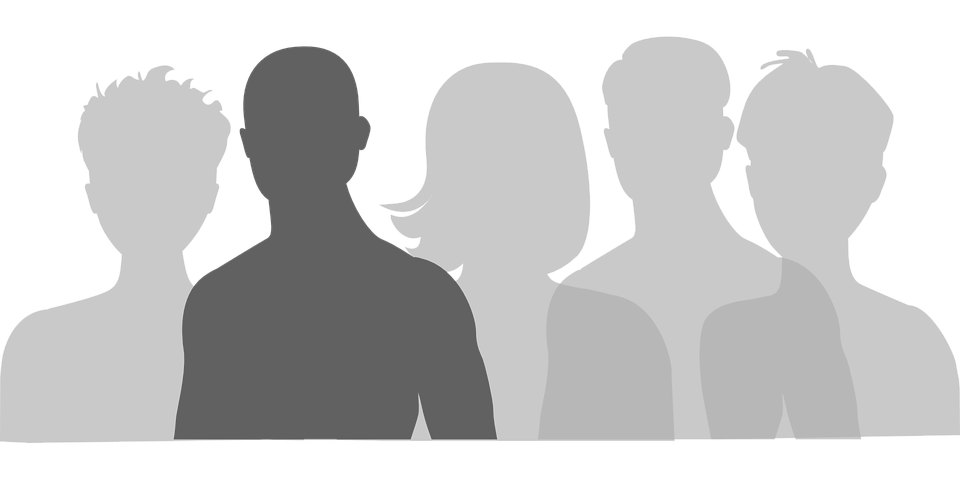 silhouette of 5 different people