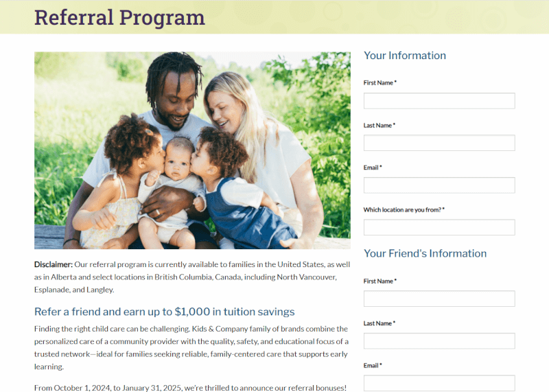 Daycare referral program example