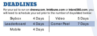 Tribune publishing companys digital marketing rate card