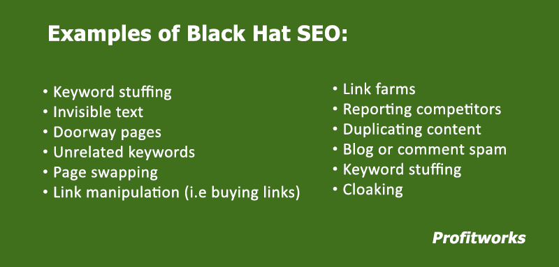 Examples of black hat SEO